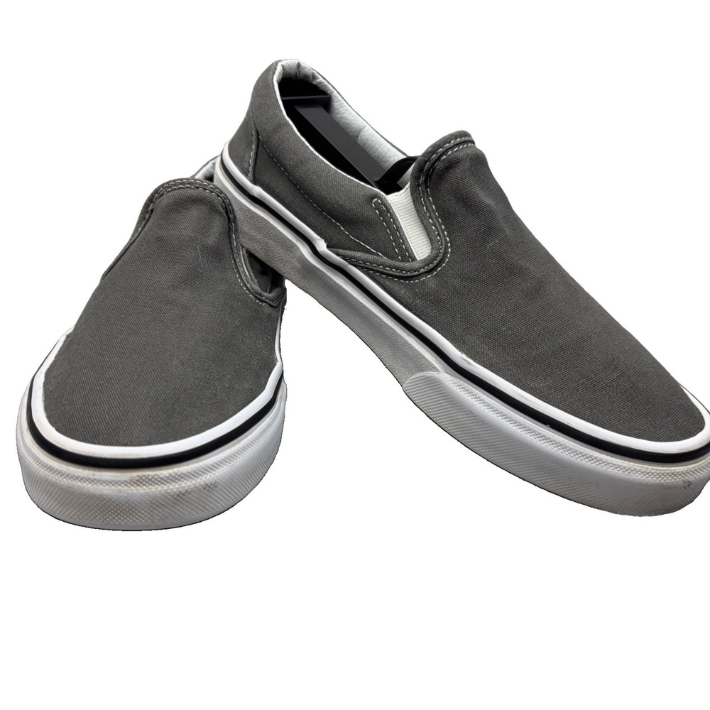 Vans Classic Canvas Slip On Shoes Charcoal Unisex Men Sz 6 Women Sz 7.5